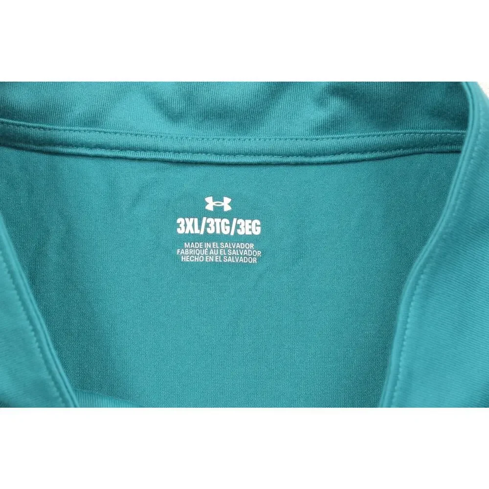 Under Armour Men 3XL Teal 1/4 Zip Long Sleeve Pullover Recycled Polyester Shirt